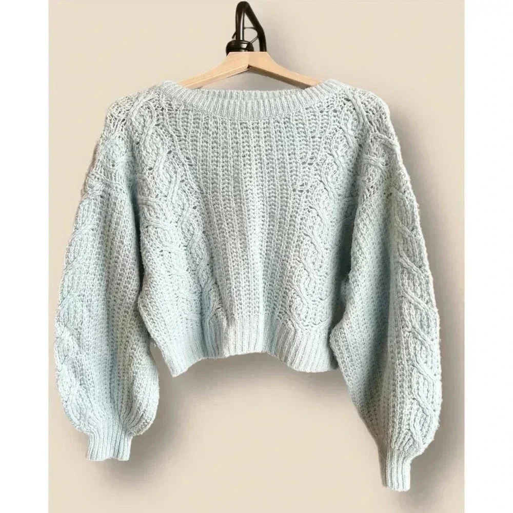 Joie Cropped Pravi Wool Blend Sweater - /Blue - Picture 4 of 10